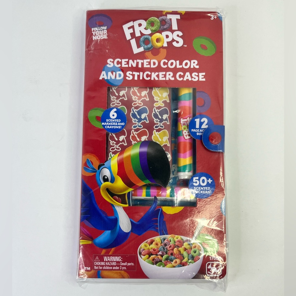 Fruit Loops Scented Color & Sticker Case Activity Book Travel On The Go Set.‎